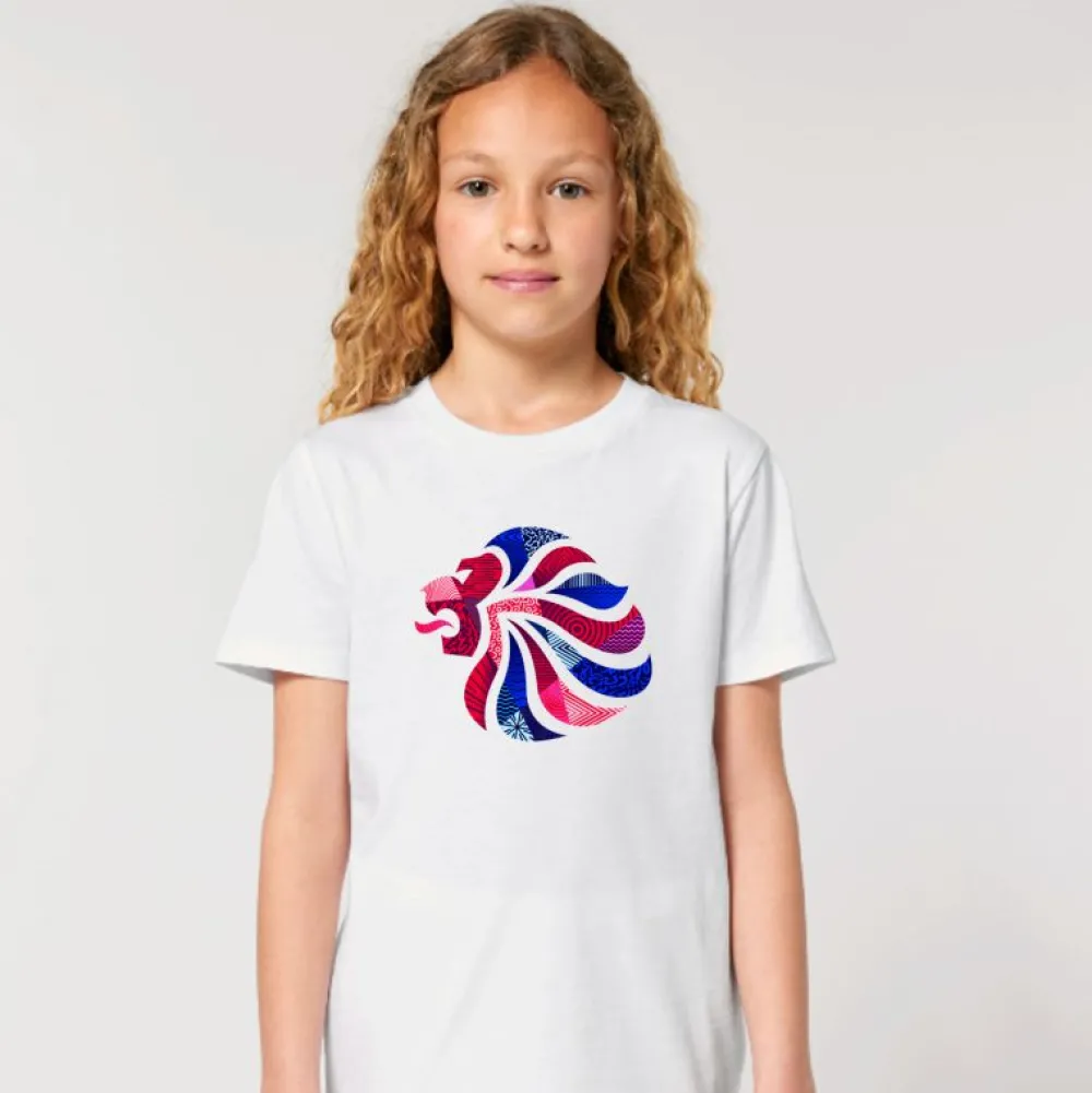 Kids Team GB Abstract Lion Kid's Cotton T-shirt