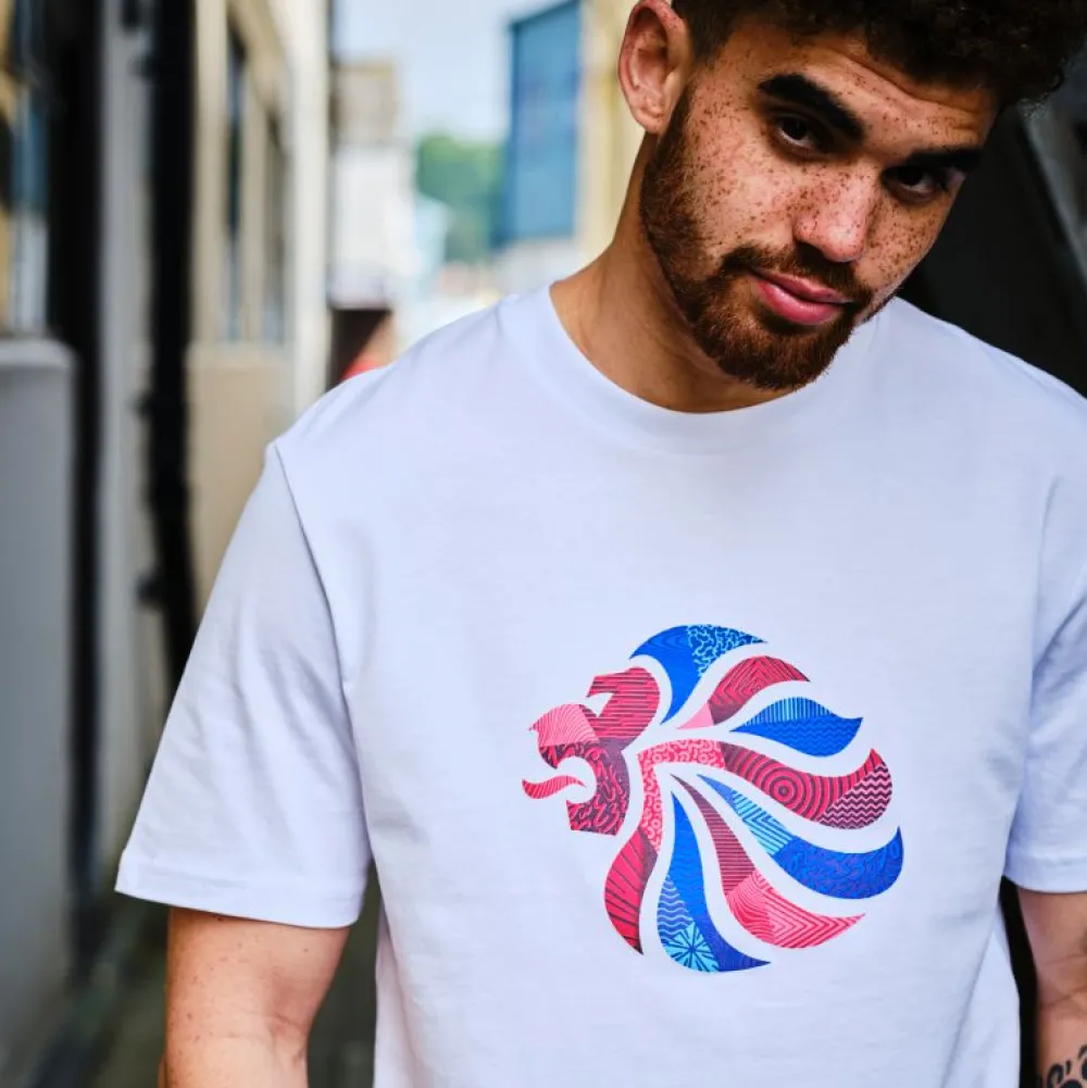 Team GB Abstract Lion Print to Order White T-shirt