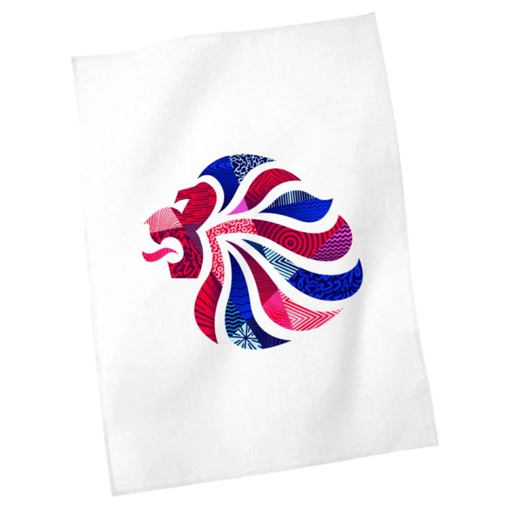 Team GB Abstract Lion White Tea Towel
