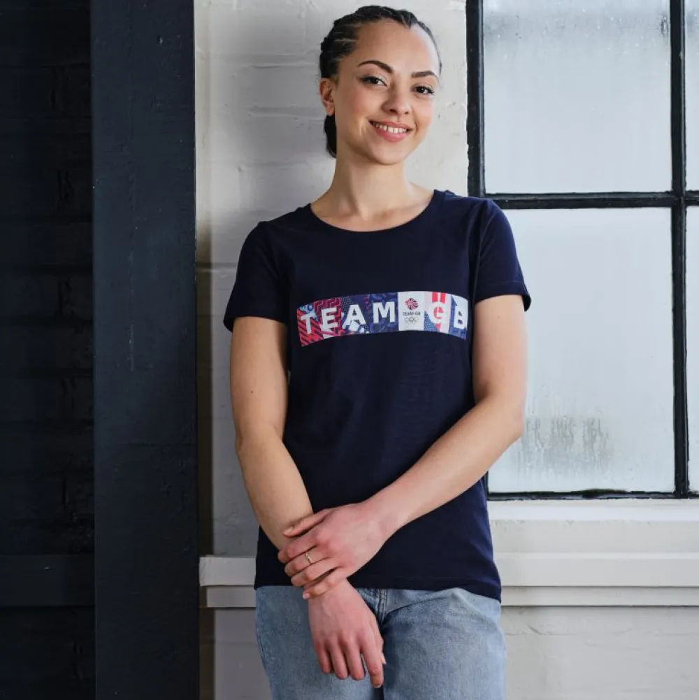 Women Team GB Montmartre Women's Navy Printed T-Shirt
