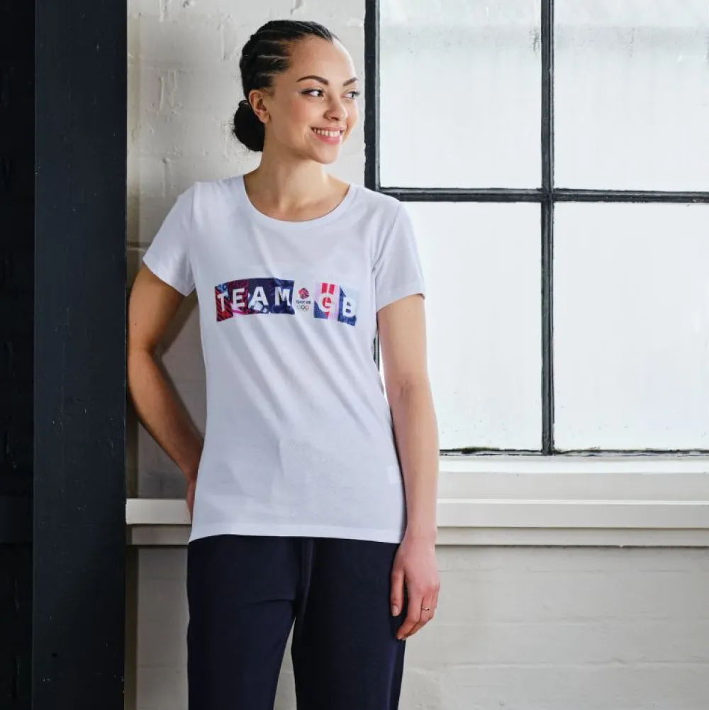 Women Team GB Montmartre Women's White Printed T-Shirt
