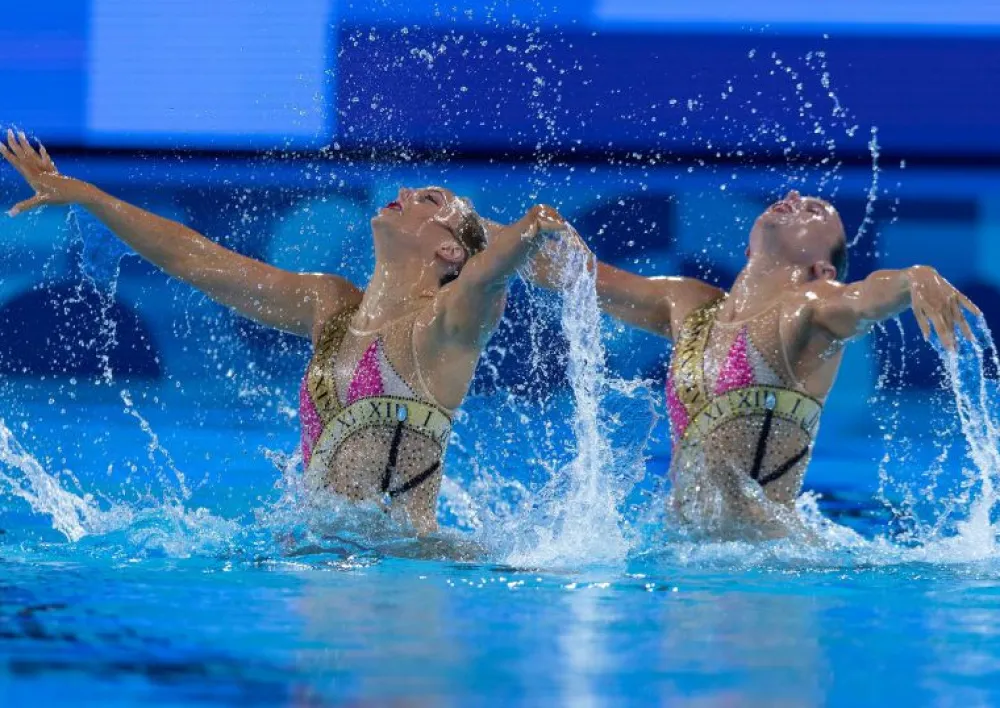 Team GB Paris Art Print "Shortman and Thorpe Clinch Historic Medal in Artistic Swimming"