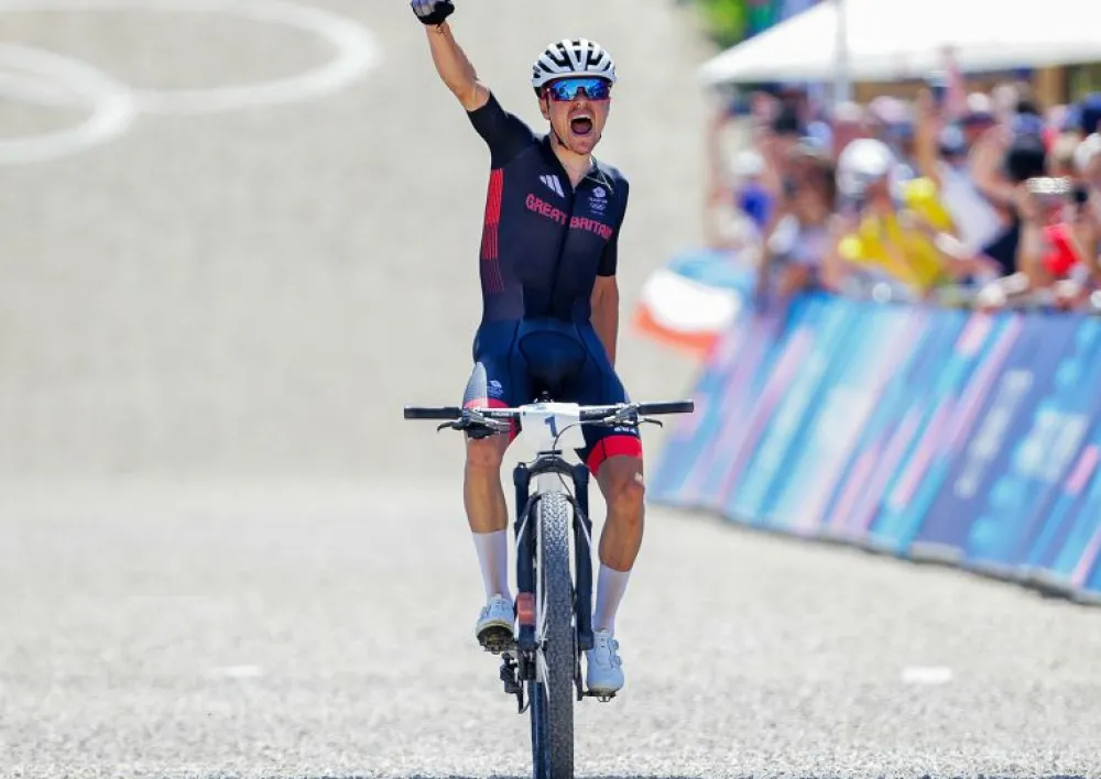 Team GB Paris Art Print "Tom Pidcock Defends Olympic Title with Gold"
