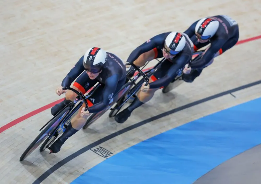 Team GB Paris Art Print 'World Record and Gold in Women's Cycling Team Sprint'