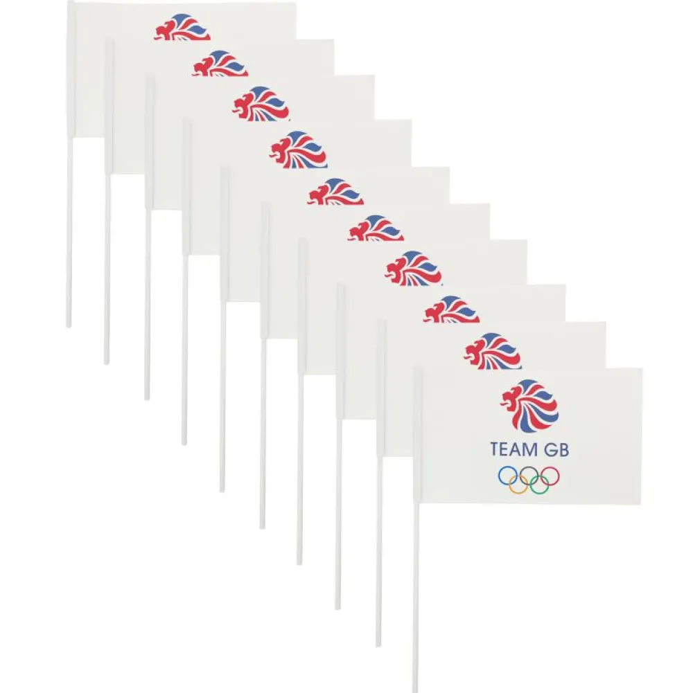 Hampshire Flags Team GB Supporters White Icon Handwaver Flag x 10 Pack